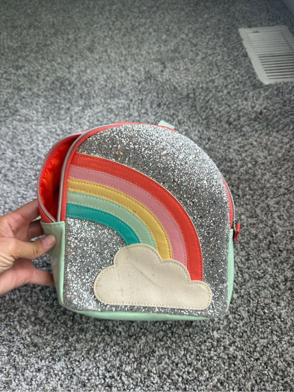 Kids Glitter Rainbow Backpack - Mint Multi